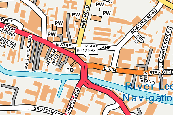 SG12 9BX map - OS OpenMap – Local (Ordnance Survey)