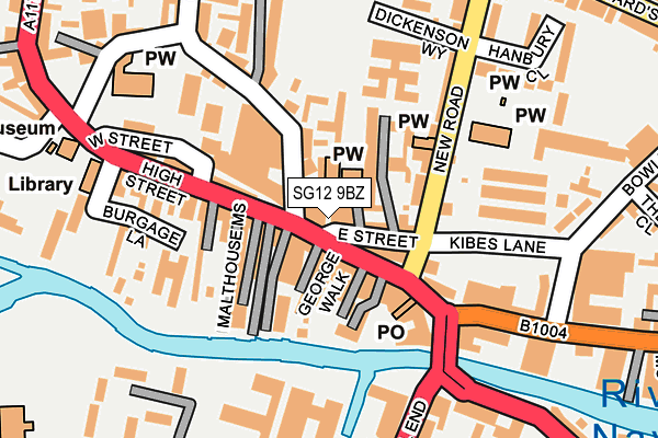 SG12 9BZ map - OS OpenMap – Local (Ordnance Survey)