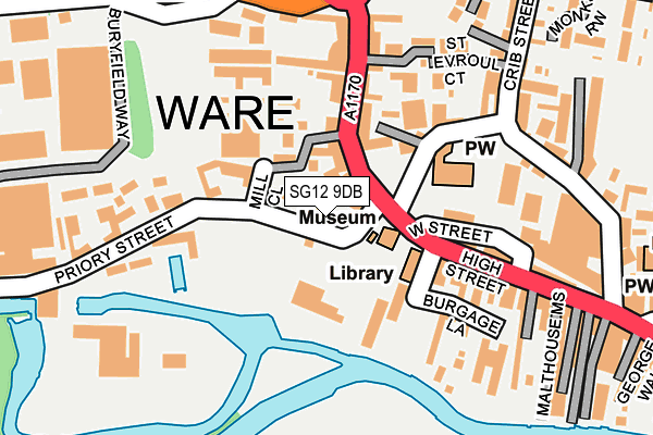 SG12 9DB map - OS OpenMap – Local (Ordnance Survey)