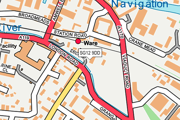 SG12 9DD map - OS OpenMap – Local (Ordnance Survey)