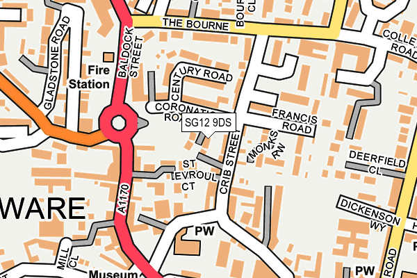 SG12 9DS map - OS OpenMap – Local (Ordnance Survey)