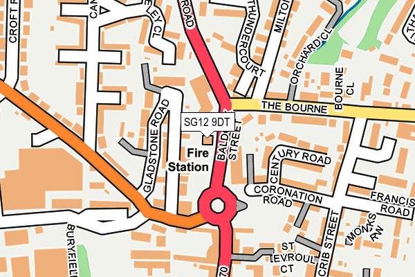 SG12 9DT map - OS OpenMap – Local (Ordnance Survey)