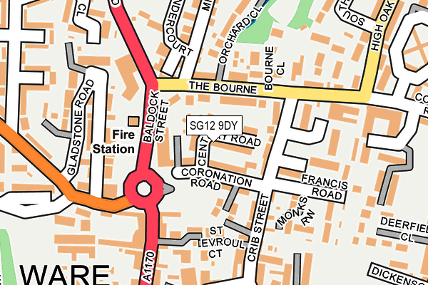 SG12 9DY map - OS OpenMap – Local (Ordnance Survey)