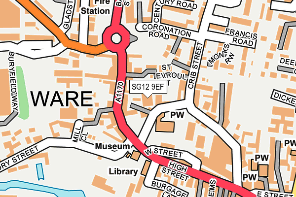 SG12 9EF map - OS OpenMap – Local (Ordnance Survey)