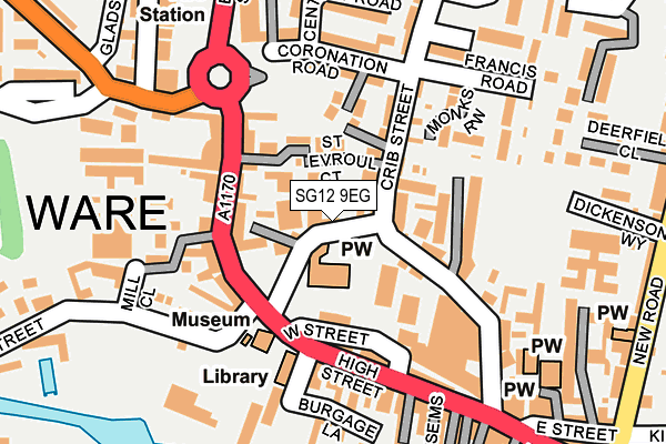 SG12 9EG map - OS OpenMap – Local (Ordnance Survey)