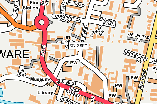 SG12 9EQ map - OS OpenMap – Local (Ordnance Survey)