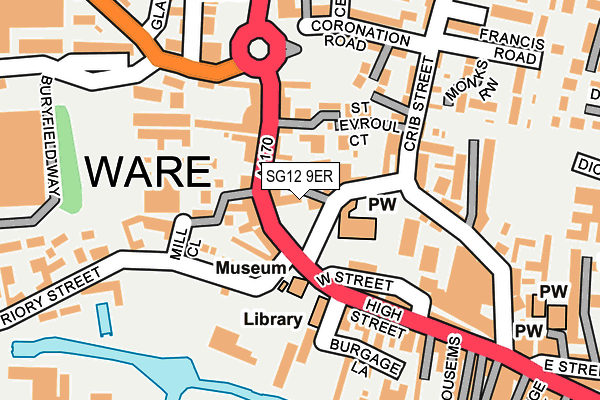 SG12 9ER map - OS OpenMap – Local (Ordnance Survey)