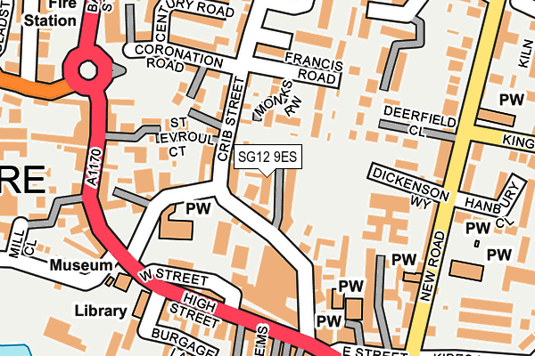 SG12 9ES map - OS OpenMap – Local (Ordnance Survey)