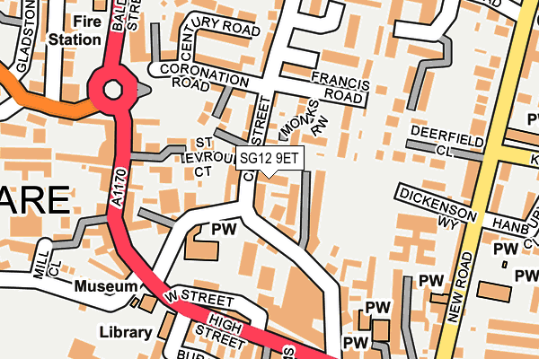 SG12 9ET map - OS OpenMap – Local (Ordnance Survey)