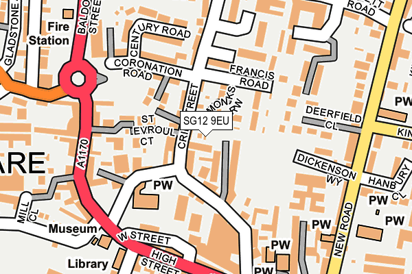 SG12 9EU map - OS OpenMap – Local (Ordnance Survey)