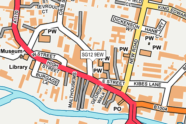 SG12 9EW map - OS OpenMap – Local (Ordnance Survey)