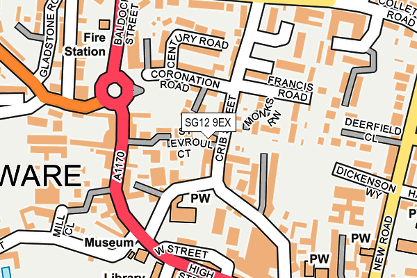 SG12 9EX map - OS OpenMap – Local (Ordnance Survey)