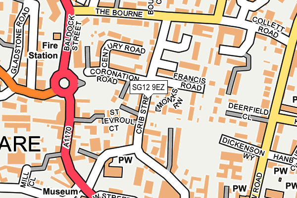 SG12 9EZ map - OS OpenMap – Local (Ordnance Survey)