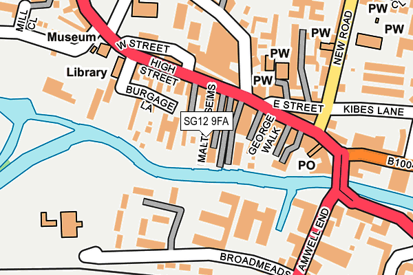 SG12 9FA map - OS OpenMap – Local (Ordnance Survey)