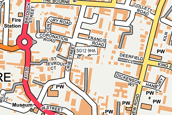 SG12 9HA map - OS OpenMap – Local (Ordnance Survey)