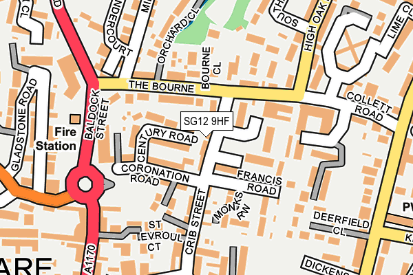 SG12 9HF map - OS OpenMap – Local (Ordnance Survey)