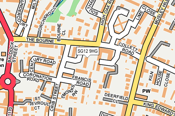 SG12 9HG map - OS OpenMap – Local (Ordnance Survey)