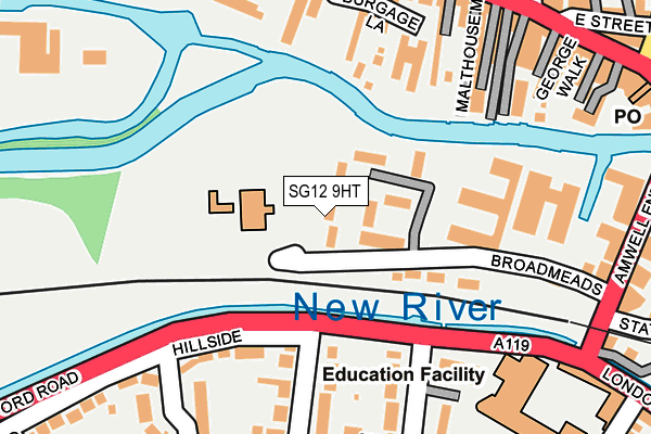 SG12 9HT map - OS OpenMap – Local (Ordnance Survey)