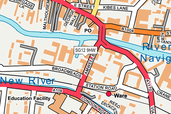 SG12 9HW map - OS OpenMap – Local (Ordnance Survey)