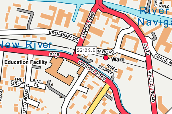 SG12 9JE map - OS OpenMap – Local (Ordnance Survey)