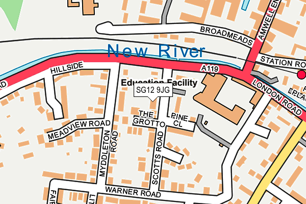 SG12 9JG map - OS OpenMap – Local (Ordnance Survey)