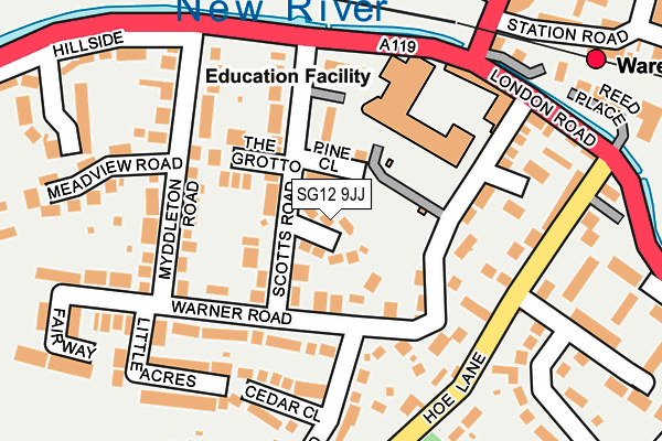 SG12 9JJ map - OS OpenMap – Local (Ordnance Survey)