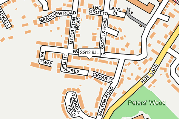 SG12 9JL map - OS OpenMap – Local (Ordnance Survey)