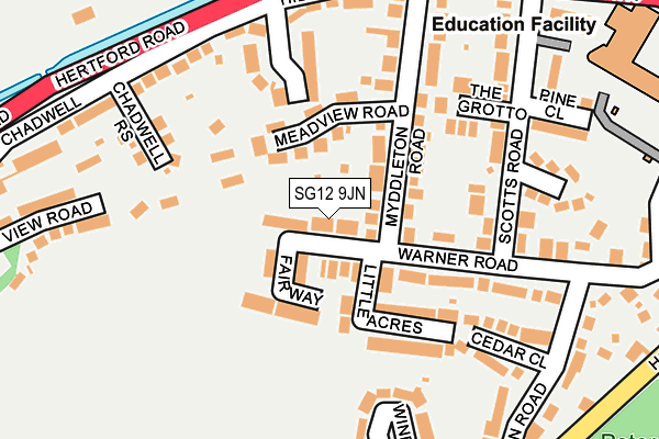 SG12 9JN map - OS OpenMap – Local (Ordnance Survey)