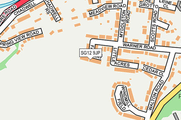 SG12 9JP map - OS OpenMap – Local (Ordnance Survey)