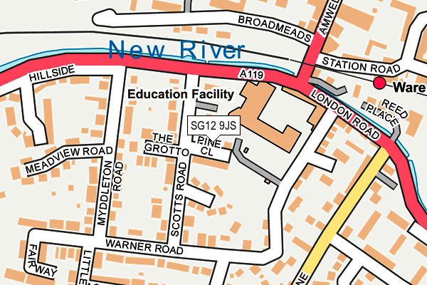 SG12 9JS map - OS OpenMap – Local (Ordnance Survey)