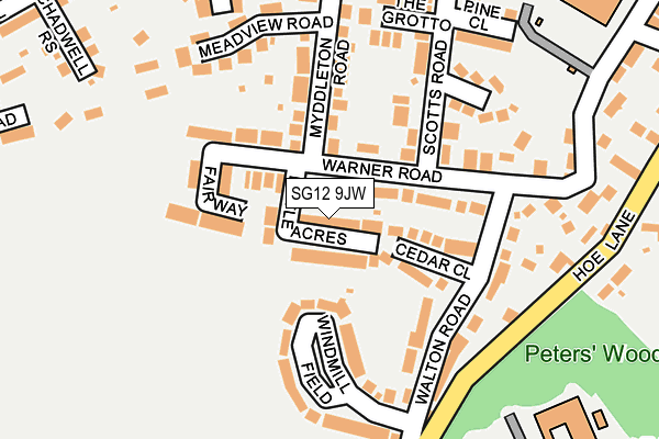 SG12 9JW map - OS OpenMap – Local (Ordnance Survey)