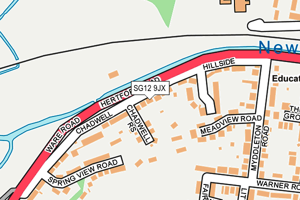 SG12 9JX map - OS OpenMap – Local (Ordnance Survey)