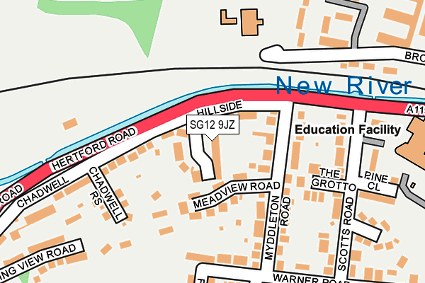 SG12 9JZ map - OS OpenMap – Local (Ordnance Survey)