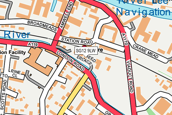 SG12 9LW map - OS OpenMap – Local (Ordnance Survey)