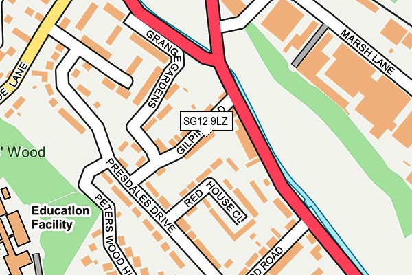 SG12 9LZ map - OS OpenMap – Local (Ordnance Survey)