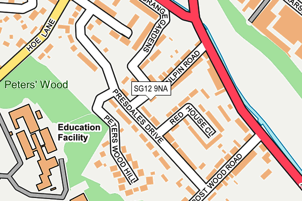 SG12 9NA map - OS OpenMap – Local (Ordnance Survey)