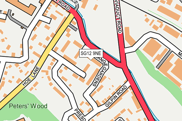 SG12 9NE map - OS OpenMap – Local (Ordnance Survey)