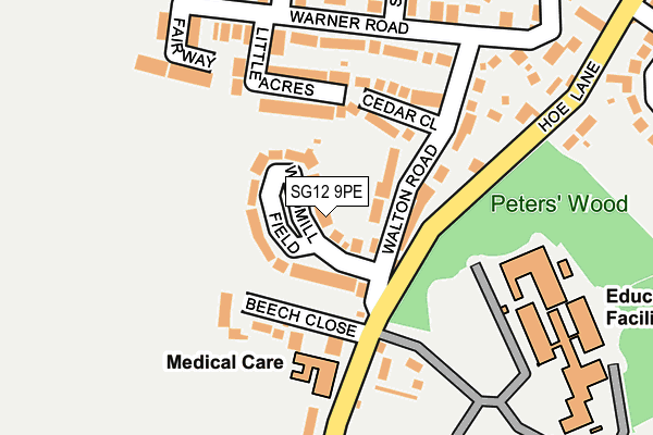 SG12 9PE map - OS OpenMap – Local (Ordnance Survey)