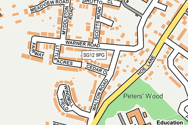 SG12 9PG map - OS OpenMap – Local (Ordnance Survey)