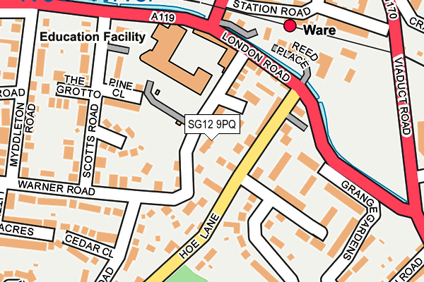 SG12 9PQ map - OS OpenMap – Local (Ordnance Survey)
