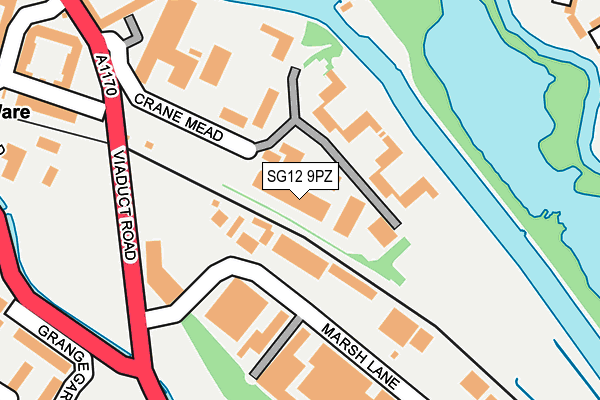 SG12 9PZ map - OS OpenMap – Local (Ordnance Survey)