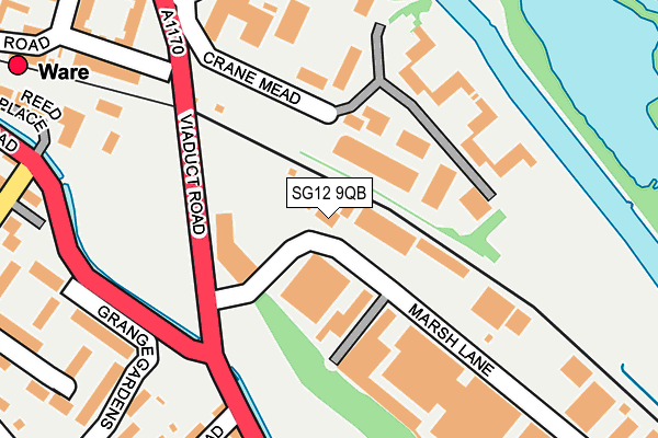 SG12 9QB map - OS OpenMap – Local (Ordnance Survey)