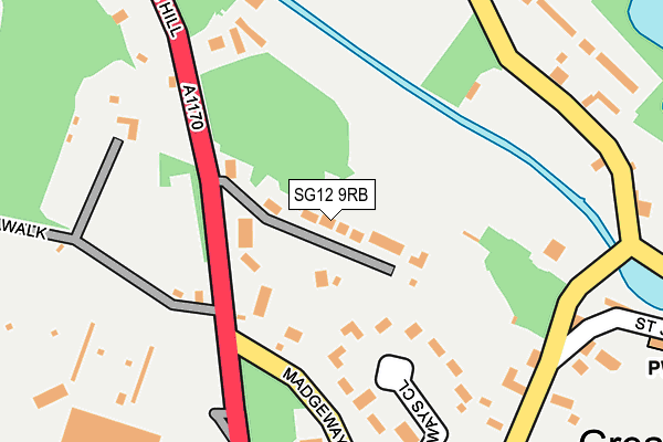 SG12 9RB map - OS OpenMap – Local (Ordnance Survey)