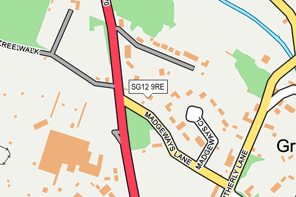SG12 9RE map - OS OpenMap – Local (Ordnance Survey)