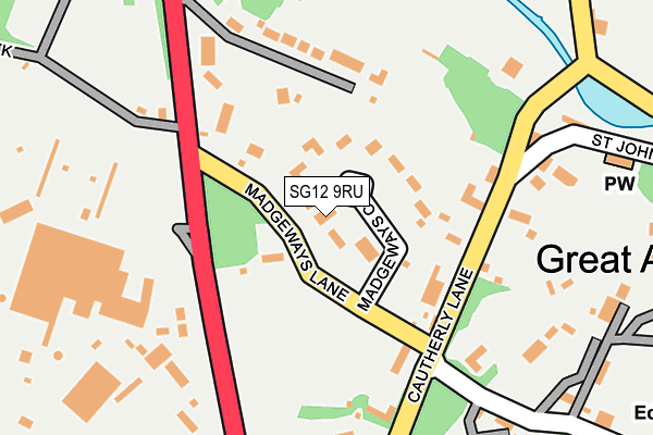 SG12 9RU map - OS OpenMap – Local (Ordnance Survey)