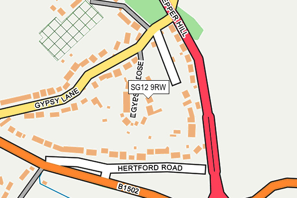 SG12 9RW map - OS OpenMap – Local (Ordnance Survey)