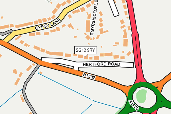 SG12 9RY map - OS OpenMap – Local (Ordnance Survey)