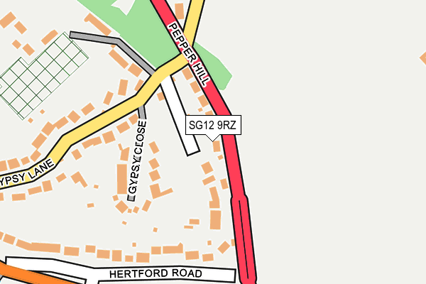 SG12 9RZ map - OS OpenMap – Local (Ordnance Survey)