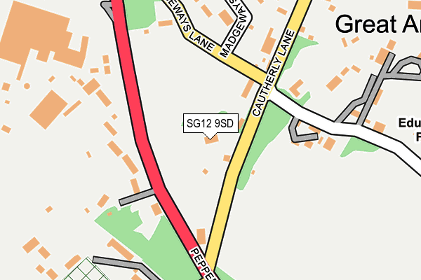 SG12 9SD map - OS OpenMap – Local (Ordnance Survey)