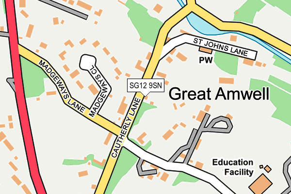 SG12 9SN map - OS OpenMap – Local (Ordnance Survey)